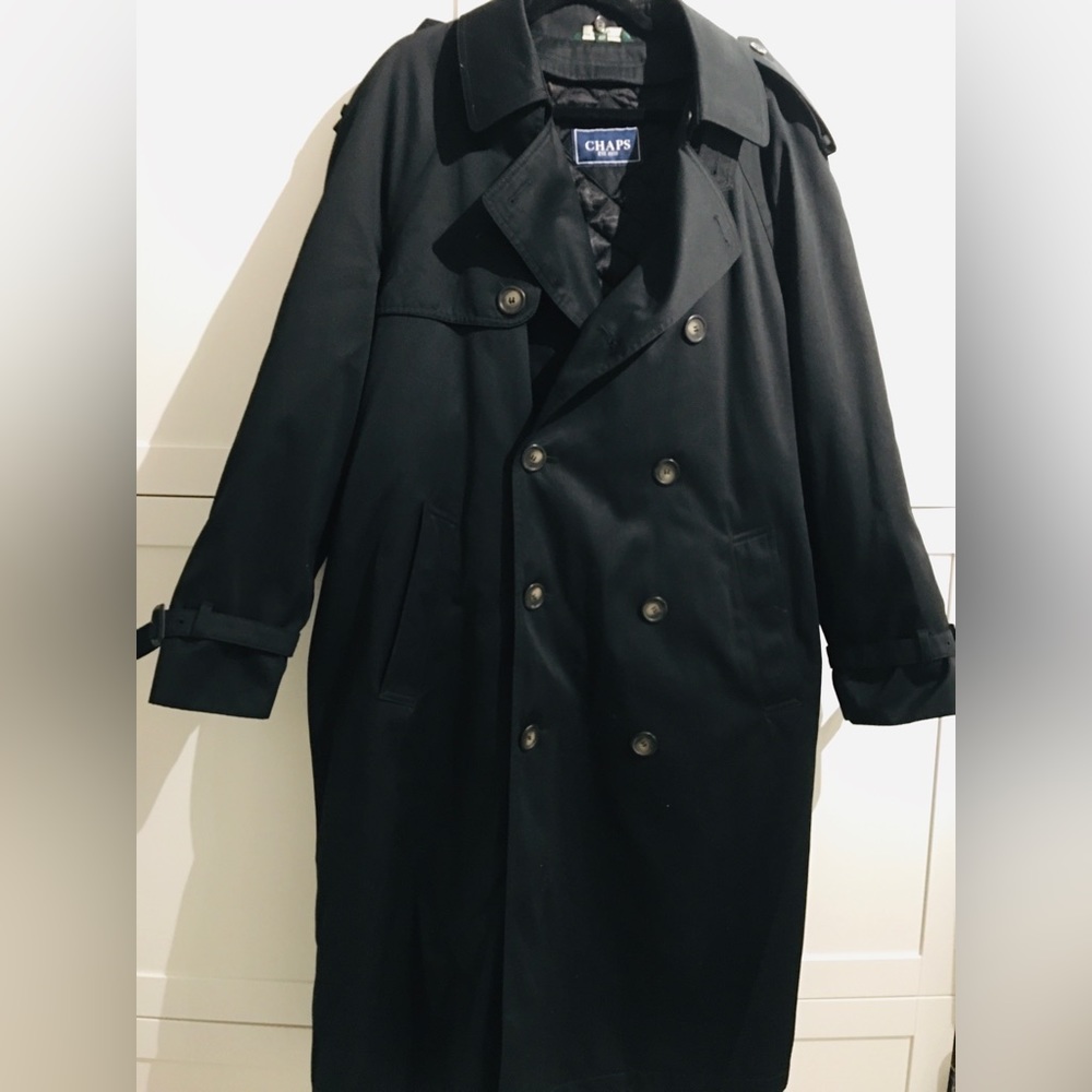 Chaps black trench coat with removable inner lining.